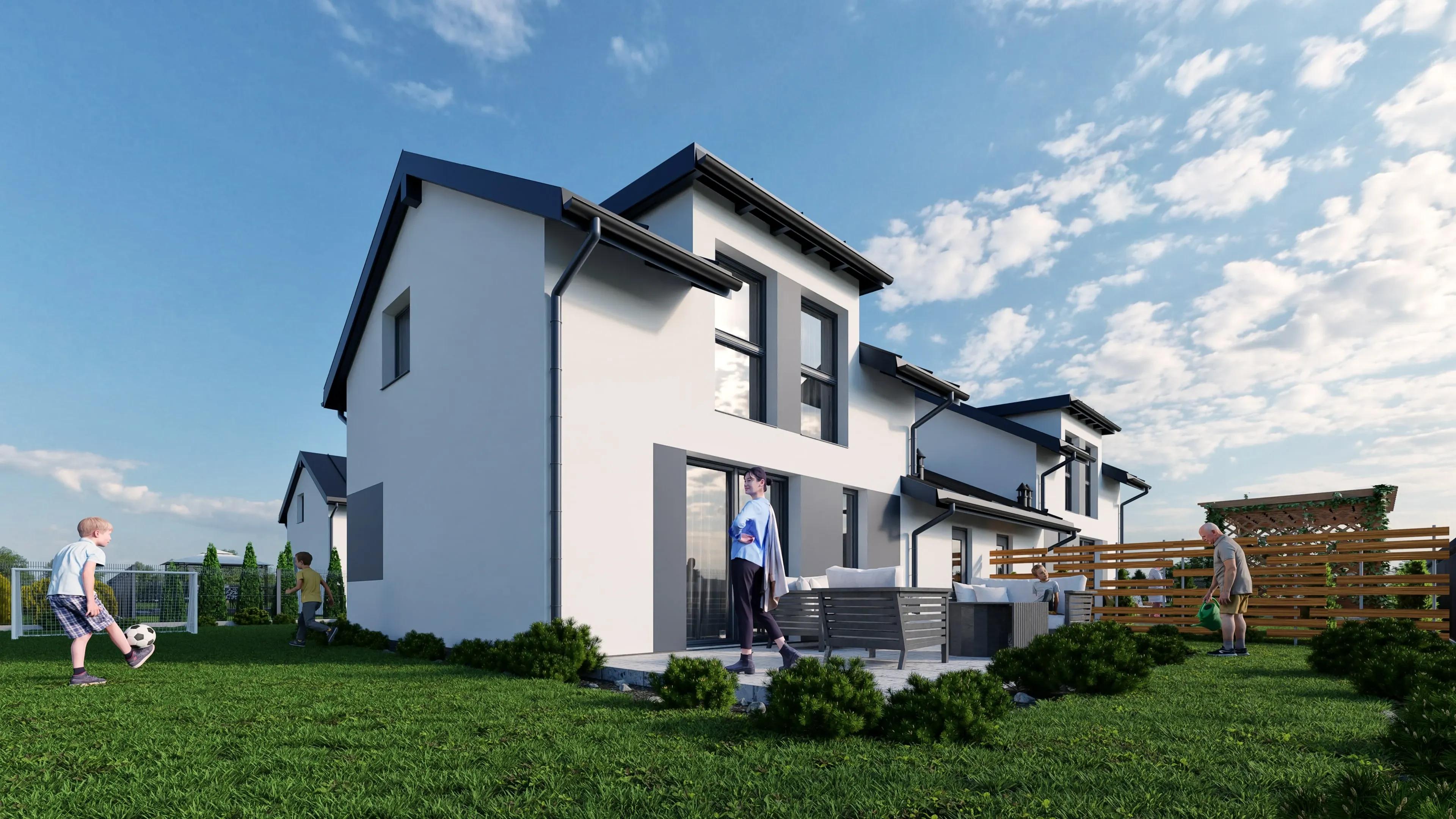 Perspektywa z ogrodu na część wypoczynkową